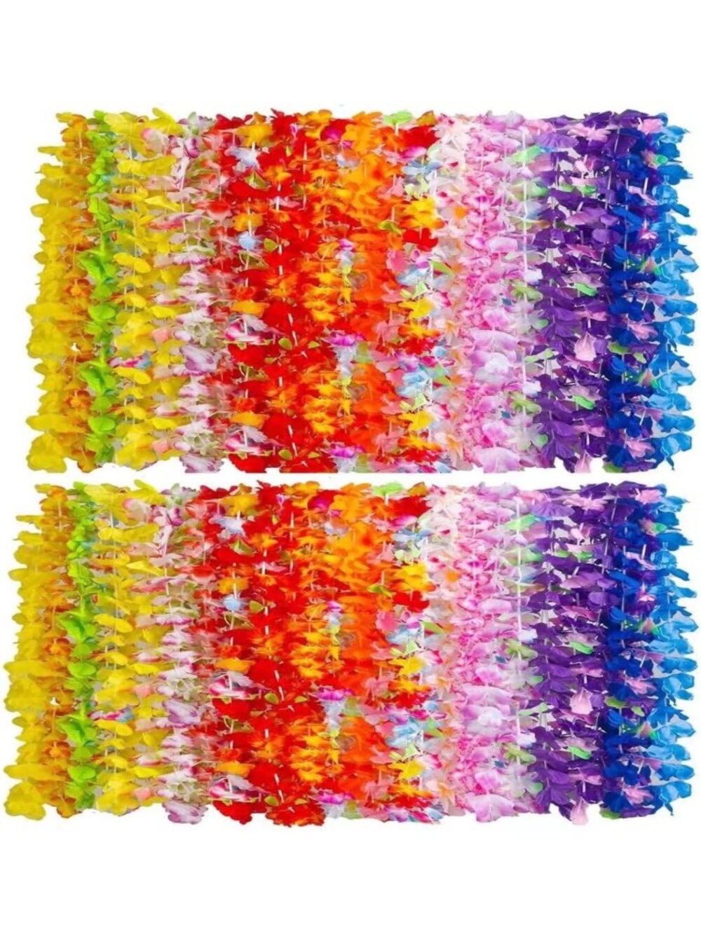 100PCS Soft Hawaiian Leis Necklaces | Tropical Luau Party Decorations & Favors